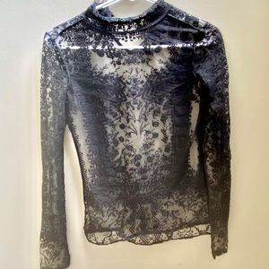 Mesh and velvet blouse